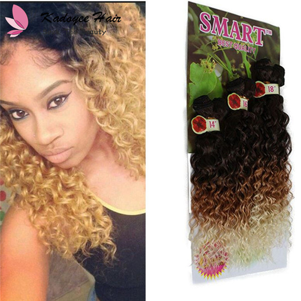 Jerry Curly 14-18inch 6pcs/lot Synthetic Hair Weave Ombre Color Hair Extensions One pack full head for black women uk us no shedding