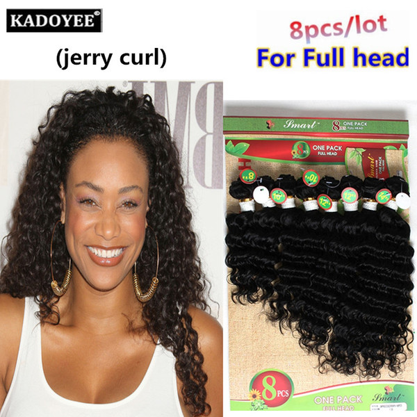 Jerry curl 8pcs/lot brazilian human hair 8bundles for full head 8-14inch loose wave deep curl hair wefts wholesale price