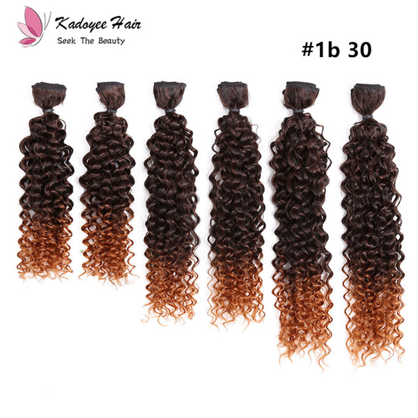 6pcs per pack 14-18inch Jerry Curly Synthetic Hair Weave Ombre Color Sew in Hair Extensions One pack full head no shedding