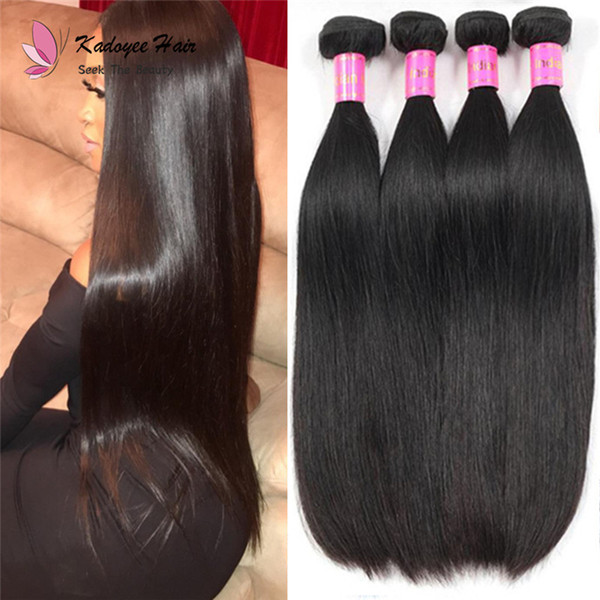 Indian Silky Straight 100% Human Remy Hair Weaving Extension Natural Color 8