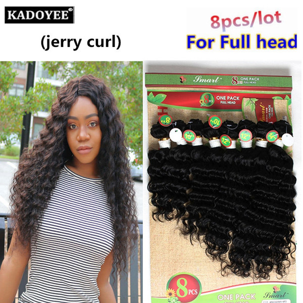 8pcs/lot brazilian virgin hair Jerry curl 8bundles for full head loose wave deep curly hair bundles wholesale price grade 8a