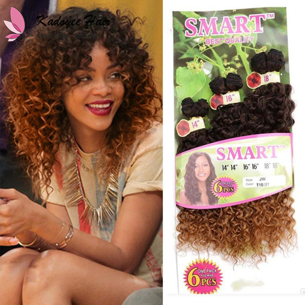 Free shipping synthetic jerry curl 6pcs per pack ombre black brown purple weave bundles crochet marley braids hair