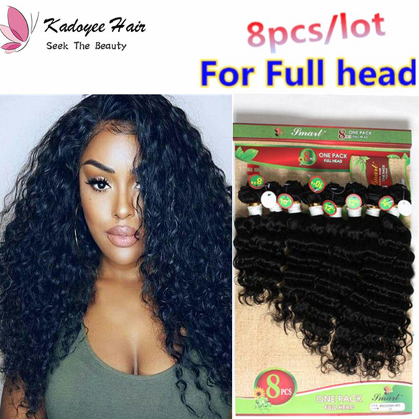 Deep Curl 8pcs/lot Loose wave curly Human hair extensions remy hair natural Black ombre color for black women uk