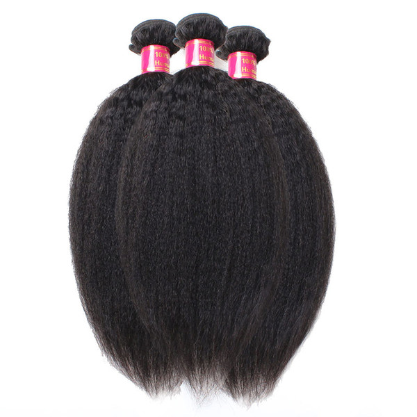 Best Quality 10A Unprocessed Mongolian Hair Afro Kinky Straight Weave Extensions 3Pcs Lot Italian Coarse Yaki Human Hair Weft