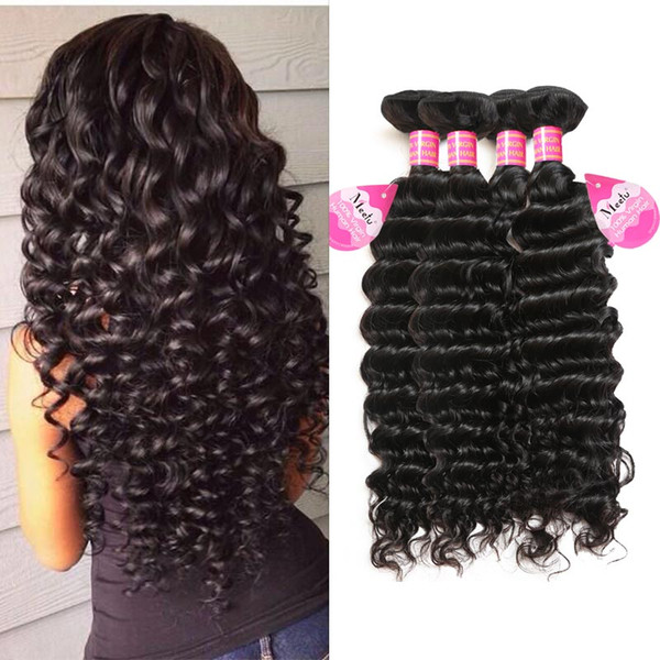 Cheap 8A Brazilian Human Hair Deep Wave 4 Bundles Unprocessed Virgin Peruvian Indian Malaysian Deep Curly Hair Weave Bundles Wholesale Price