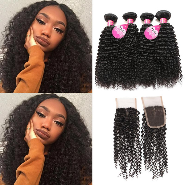 Meetu Wholesale Price 8A Mink Brazilian Curly Wave 4 Bundles With 4*4 Lace Closure Good Cheap Virgin Human Hair Weave Bundles With Closure