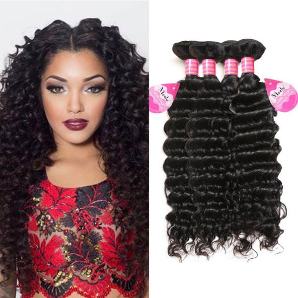 Wholesale Cheap 8A Unprocessed Brazilian Deep Wave Hair Extensions 4 Bundles Peruvian Indian Malaysian Hair Extensions Dyeable Natural Color