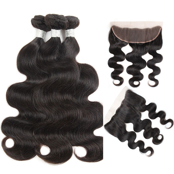 10A Brazilian Body Wave Human Hair With 13x4 Lace Frontal Closure Body Wave 3 Bundles with Frontal Brazilian Virgin Hair Body Wave Hair