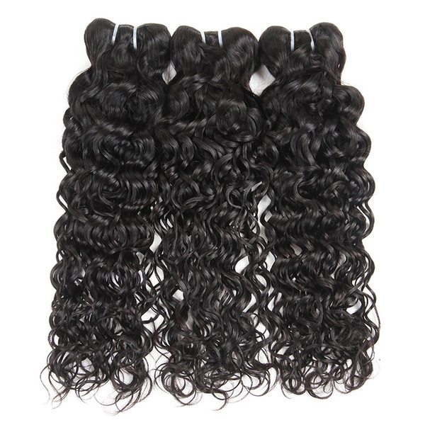 Brazilian Virgin Hair Natural Wave Pack of 3 Cheap Wavy Human Hair Bundles for Wholesale Natural Black Color