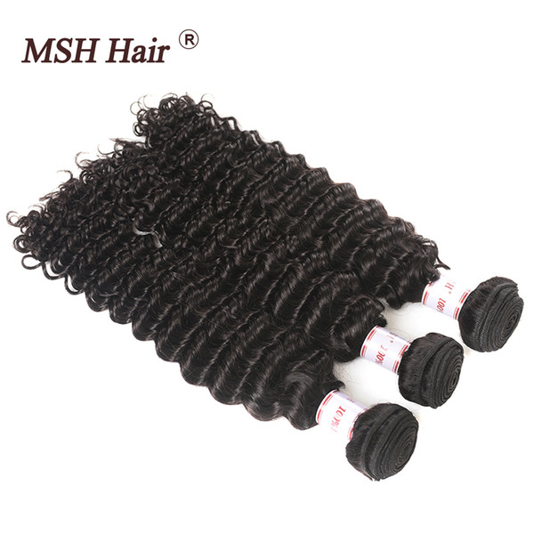 MSH 10A Peruvian Virgin Hair Deep Wave 100% Unprocessed Human Hair Weave 3 Bundles Brazilian Indian Malaysian Virgin Hair