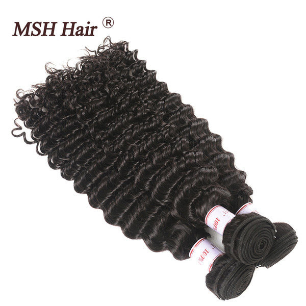 MSH 10A Brazilian Virgin Hair Deep Wave 100% Unprocessed Human Hair Weave 3 Bundles Peruvian Indian Malaysian Deep Wave Virgin Human Hair