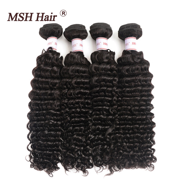 MSH Malaysian Deep Wave Virgin Hair 4 Bundles 100% Unprocessed Human Hair Weave Natural Black Malaysian Brazilian Peruvian Indian Hair