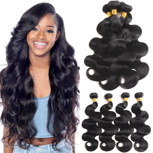 MSH 8A Indian Body Wave Virgin Hair Bundles 4 Pcs Lot 100% Unprocessed Natural Color Human Hair Extensions