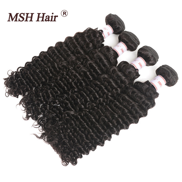 MSH Malaysian Virgin Deep Wave Hair 4 Bundles Unprocessed Human Hair Weave Bundles Natural Black Malaysian Brazilian Peruvian Indian Hair