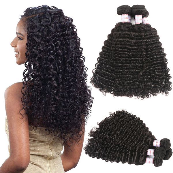 MSH 8A Malaysian Virgin Deep Wave Hair 4 Bundles Unprocessed Human Hair Bundles Natural Black Brazilian Peruvian Indian Hair Extensions