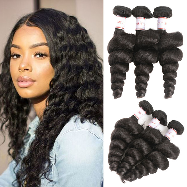 MSH 8A Brazilian Virgin Hair Loose Wave 3 Bundles Brazilian Hair Extensions Human Virgin Hair 3 Bundles Peruvian Malaysian Indian