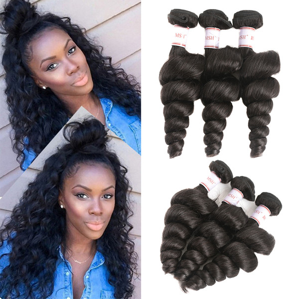 MSH Brazilian Loose Wave 10A Brazilian Virgin Hair Loose Wave 3 Bundles Human Hair Extensions Peruvian Indian Malaysian Loose Hair