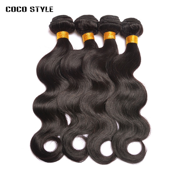 4 Bundles Peruvian Body Wave Hair Bundles Non Remy Human Hair Extensions Natural Color No Shedding