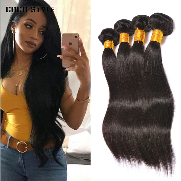 4 Bundles Deal Peruvian Straight Hair Extensions 8-28 Inch Non Remy Human Hair Bundles Peruvian Hair Weave Bundles
