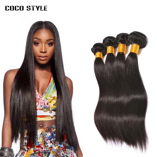 8A Brazilian Straight Hair Bundles 4Pcs Brazilian Hair Weave Bundles Natural Color Non Remy Hair Extension