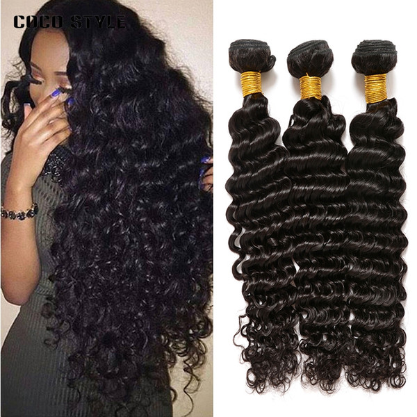 Brazilian Deep Wave Hair 3 Bundles Human Hair Extensions 100g/pcs 8