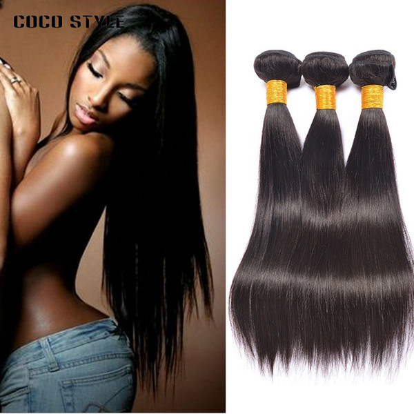 8A Brazilian Straight Hair Weave 3Bundles 100% Human Hair Bundles Natural Black Color Mixed Length Remy Hair