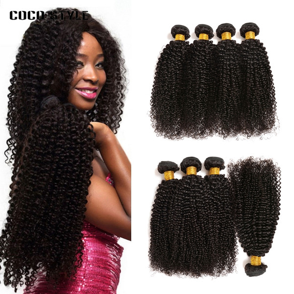 8A High Quality Peruvian Kinky Curly Unprocessed Thick Human Hair Extensions 8-28inch Natural Black Color Dyeable 4pcs/lot DHL