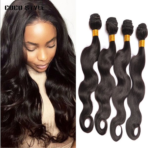 Brazilian Body Wave 4 Bundles 100% Human Hair Weave Bundles Non Remy Hair Extensions Natural Black