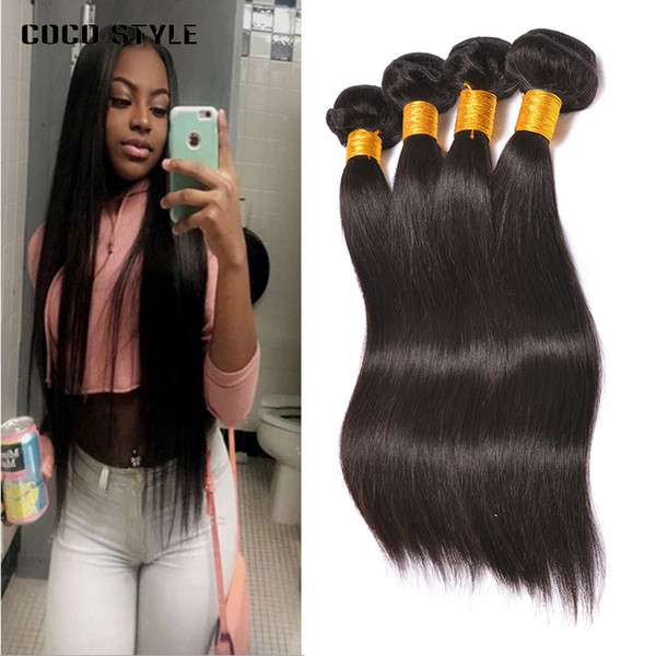 Malaysian Straight Hair Bundles Natural Color 4 Bundles Deals Straight Hair Weave Non Remy Hair Extensions