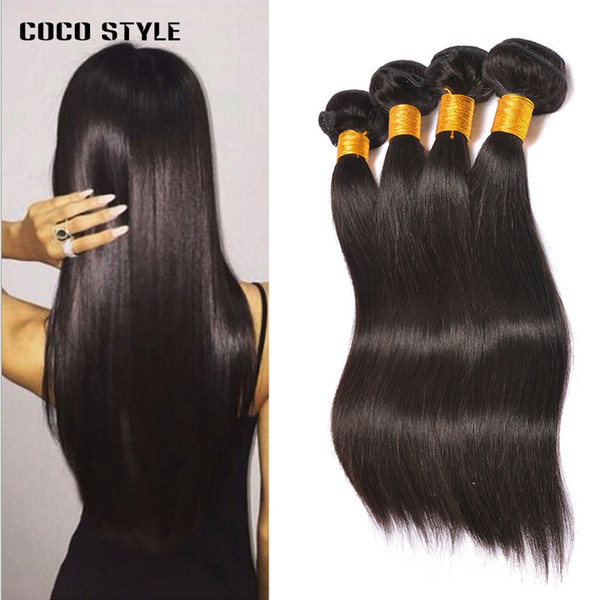 Hair Straight 8A Peruvian Hair Weave 4 Bundles Natural Black Remy Hair Extensions Factory Price 