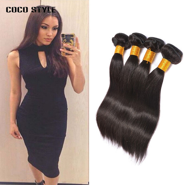 Peruvian Straight Hair Bundles 4 Pcs/Lot Human Hair Bundles 100% Remy Peruvian Hair Weave Bundles Natural Color