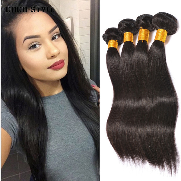 4 bundles hair in total Malaysion straight hair 100% human hair weave bundles 4 pcs per lot natural black color