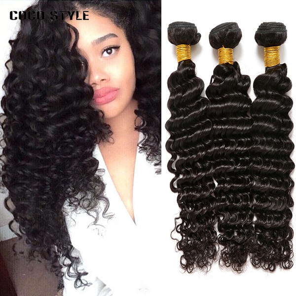 Deep Wave Bundles Brazilian Hair Weave Natural Color 100% Human Hair Bundle Deals 8-28inch Remy Hair Extensions