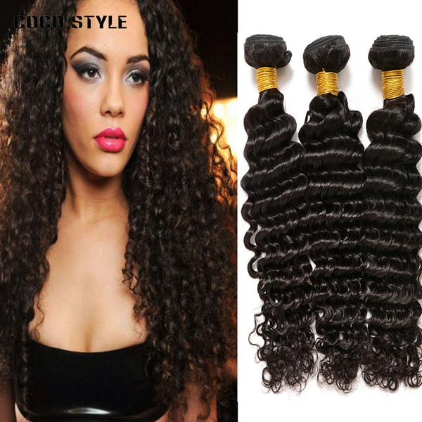 Peruvian Hair Weave Bundles 100% Human Hair Weave Double Weft Human Hair Extension Brazilian Non Remy Deep Wave Bundles