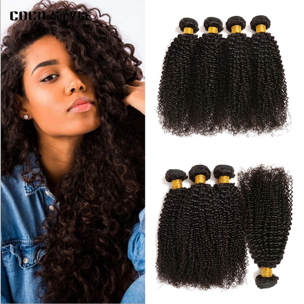 Brazilian Kinky Curly Hair 4 Bundles Human Hair Weave Bundles Natural Color Remy Human Hair Bundles