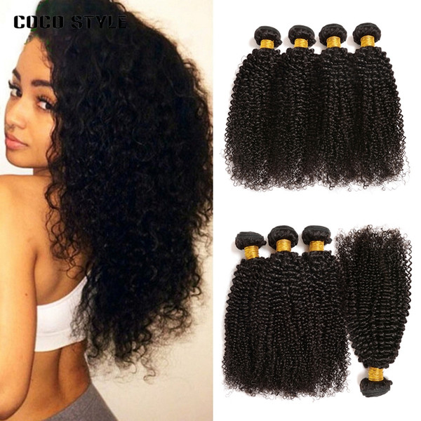 8A Brazilian Kinky Curly Virgin Hair 4 Bundles Indian Peruvian Malaysian Mongolian Kinky Curly Human Hair Extensions Human Hair Weave