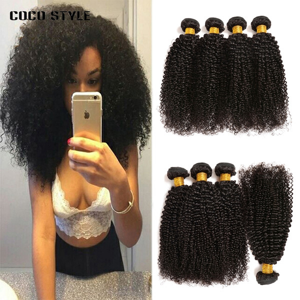 4 Bundles Deals Peruvian Curly Human Hair Weave Extensions Non-Remy Hair 8-28 Inch Can Be Dyed 