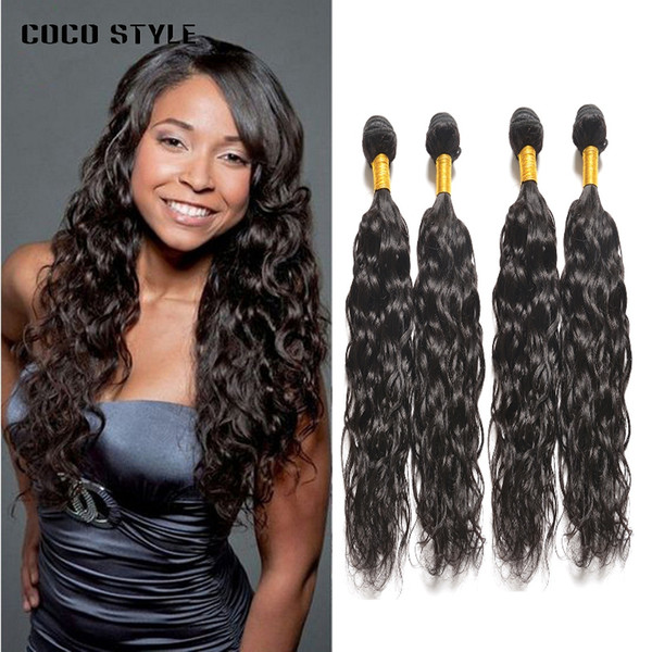 Human Hair Bundles Brazilian Water Wave Weave Bundles 4pcs/lot Remy Hair Extension 1B Natural Color