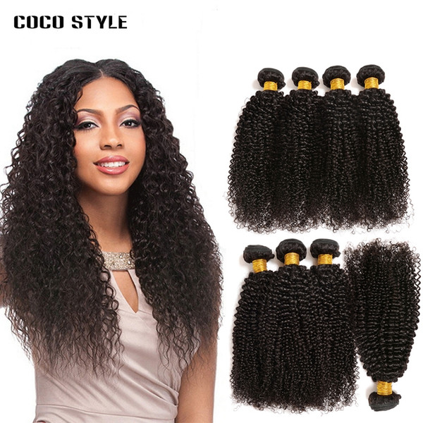 Brazilian Kinky Curly 4 Pcs/Lot 100% Remy Human Hair Weave Bundles Natural Black Color Brazilian Hair Weave