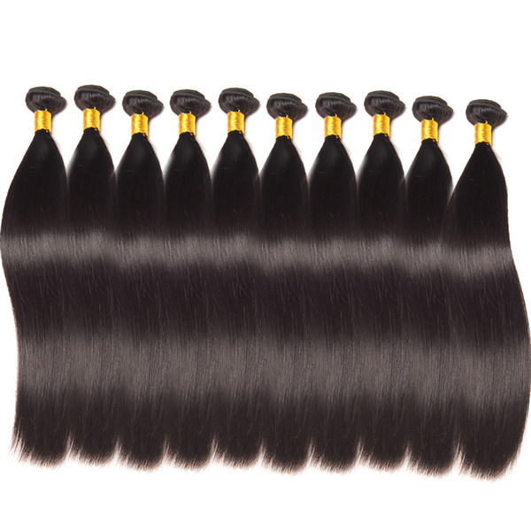 8A Brazilian Virgin Hair Straight 10 Bundles Unprocessed Peurvian Malaysian Indian Straight Hair Whole Price Human Hair Weave Bundle Deals