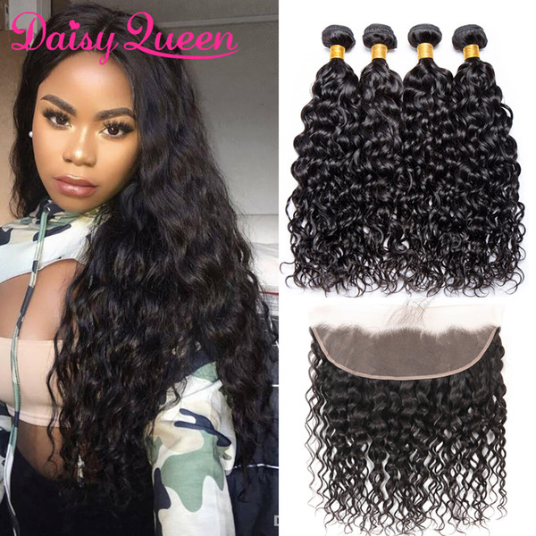 4 Bundles Water Wave With 13x4 Lace Frontal Brazilian Water Wave Virgin Hair With Closure Unprocessed Remy Human Hair Weave With Frontal