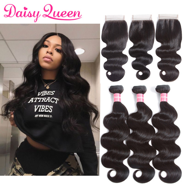 8A Peruvian Body Wave 3 Bundles With Closure Virgin Human Hair Bundles With Closure Unprocessed Peruvian Hair Bundles With Closure