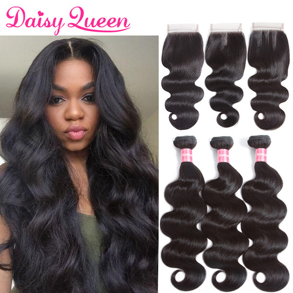 8A Mink Brazilian Body Wave 3 Bundles with Closure 100% Virgin Human Hair Body Wave Brazilian Hair With 4*4 Lace Closure 