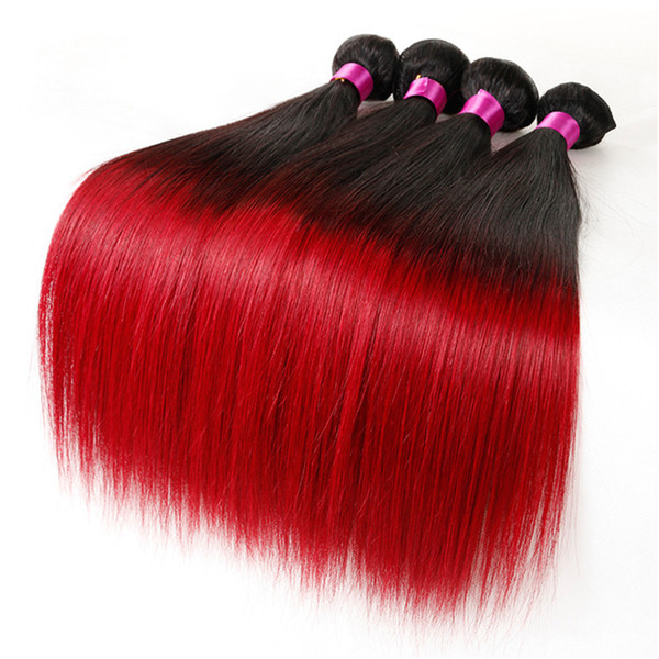 Ombre Malaysian Indian Peruvian Brazilian Virgin Hair Bundles Straight Hair Weaves Ombre Brown Blonde Red Burgundy Human Hair Extensions