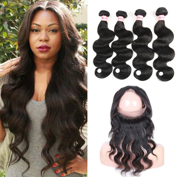 360 Lace Frontal With Bundles 9A Peruvian Indian Malaysian Brazilian Virgin Body Wave Hair Weaves Human Hair Bundles And 360 Closure