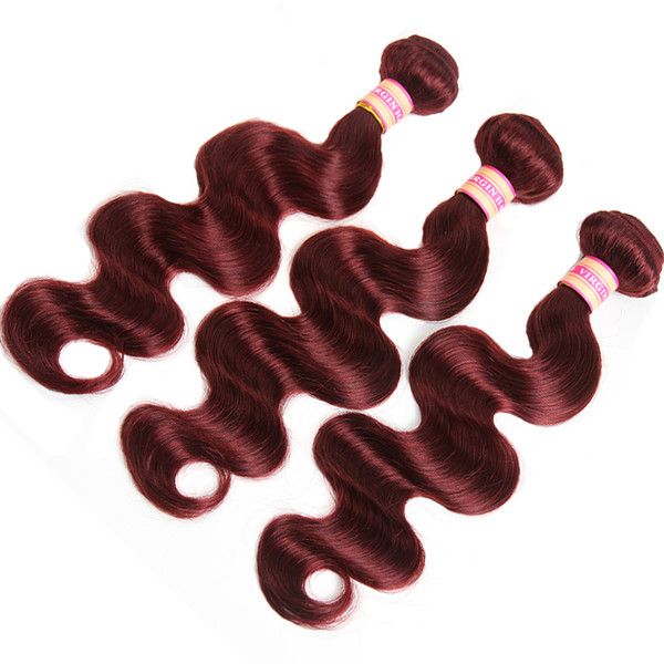 Brazilian Virgin Hair Bundles Burgundy Color Straight/Body Wave Hair Weaves #27 #99j #30 Human Hair Extensions