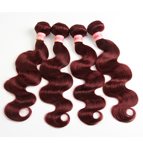 Burgundy Color Peruvian Malaysian Indian Brazilian Virgin Hair Straight/Body Wave Hair Weaves Human Hair Bundles