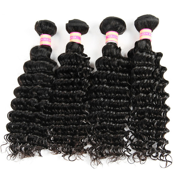 Brazilian Virgin Hair Deep Wave 100% Virgin Human Hair Weave Brazilian Human Hair Bundles 4 Pcs/Lot Natural Color