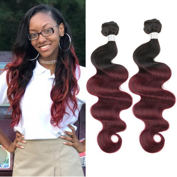 Burgundy Brazilian Virgin Body Wave Hair Weaves Bundles 1B/27 1B/4/27 1B/99j 1B/30 1B/Red Ombre Human Hair Extensions