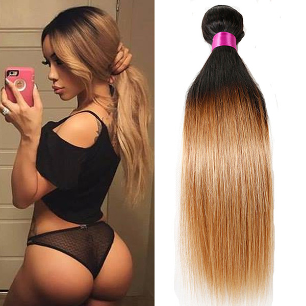 9A Ombre Peruvian Virgin Straight Hair Weaves Bundles 1B/27 1B/4/27 1B/99j 1B/30 1b/Red Human Hair Extensions